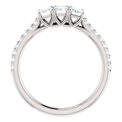 Emerald Tri -Stone Style Engagement Ring - I Heart Moissanites