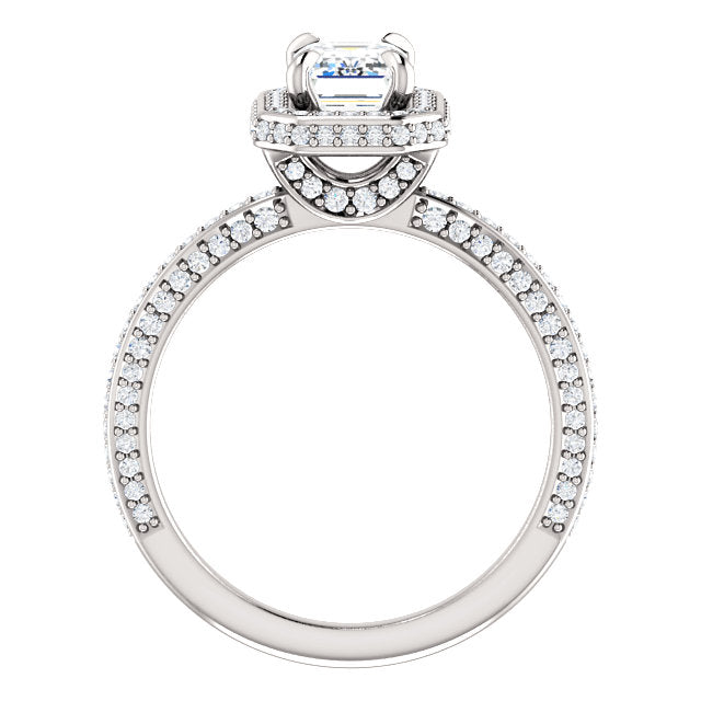 Emerald Halo Style Engagement Ring - I Heart Moissanites