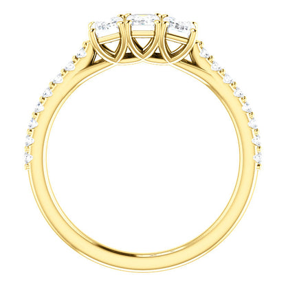 Emerald Tri -Stone Style Engagement Ring - I Heart Moissanites