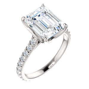Emerald Claw Set Eternity Style Engagement Ring - I Heart Moissanites