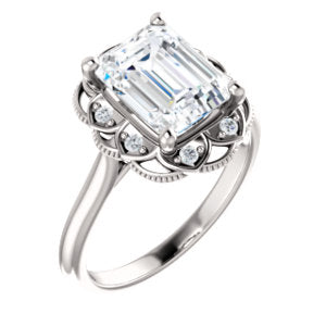 Emerald Antique Inspired Design Engagement Ring