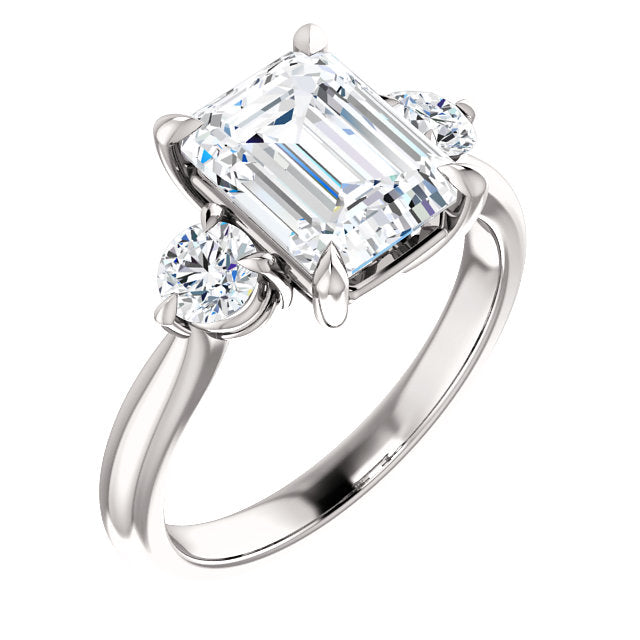 Emerald Accent Engagement Ring - I Heart Moissanites