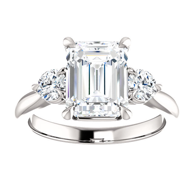 Emerald Accent Engagement Ring - I Heart Moissanites