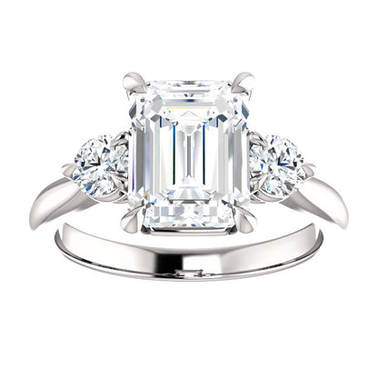 Emerald Accent Engagement Ring - I Heart Moissanites