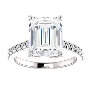 Emerald Claw Set Eternity Style Engagement Ring - I Heart Moissanites