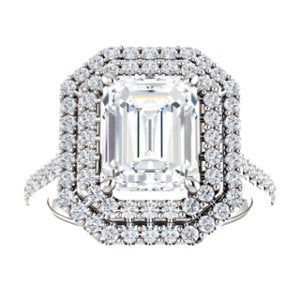 Emerald Double Halo Style Engagement Ring - I Heart Moissanites