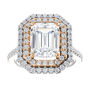 Emerald Double Halo Style Engagement Ring - I Heart Moissanites