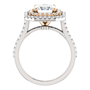 Emerald Double Halo Style Engagement Ring - I Heart Moissanites