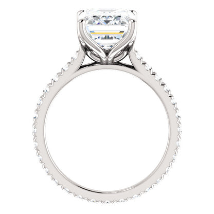 Emerald Claw Set Eternity Style Engagement Ring - I Heart Moissanites