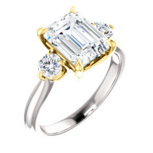 Emerald Accent Engagement Ring - I Heart Moissanites