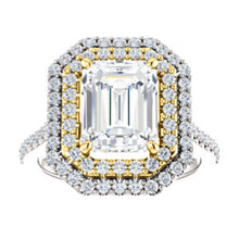 Emerald Double Halo Style Engagement Ring - I Heart Moissanites