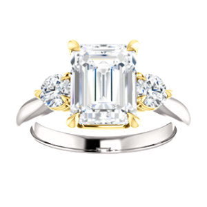 Emerald Accent Engagement Ring - I Heart Moissanites