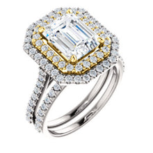 Emerald Double Halo Style Engagement Ring - I Heart Moissanites
