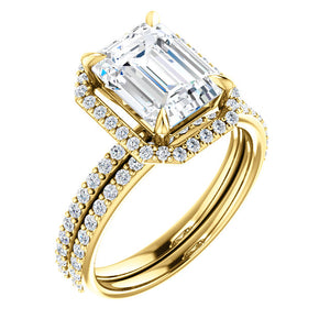 Emerald Halo Style Engagement Ring - I Heart Moissanites