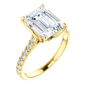 Emerald Claw Set Eternity Style Engagement Ring - I Heart Moissanites