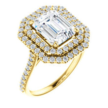 Emerald Double Halo Style Engagement Ring - I Heart Moissanites