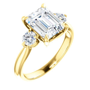 Emerald Accent Engagement Ring - I Heart Moissanites