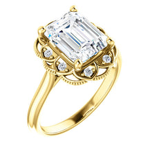 Emerald Antique Inspired Design Engagement Ring