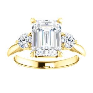 Emerald Accent Engagement Ring - I Heart Moissanites