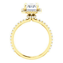 Emerald Halo Style Engagement Ring - I Heart Moissanites