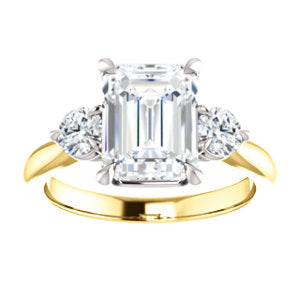 Emerald Accent Engagement Ring - I Heart Moissanites