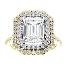 Emerald Double Halo Style Engagement Ring - I Heart Moissanites