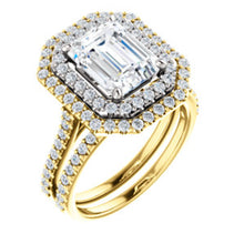 Emerald Double Halo Style Engagement Ring - I Heart Moissanites
