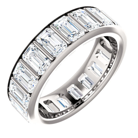 5.70ct Emerald Channel Set Moissanite Eternity Band - I Heart Moissanites