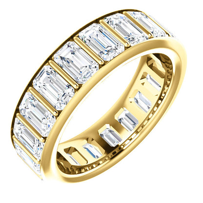 5.70ct Emerald Channel Set Moissanite Eternity Band - I Heart Moissanites