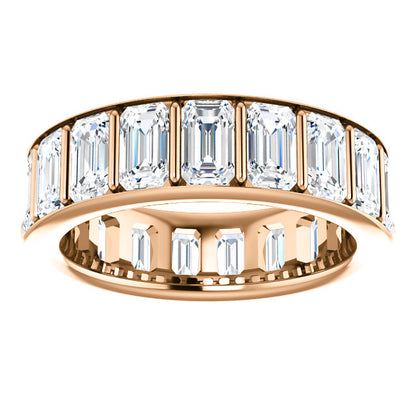 5.70ct Emerald Channel Set Moissanite Eternity Band - I Heart Moissanites