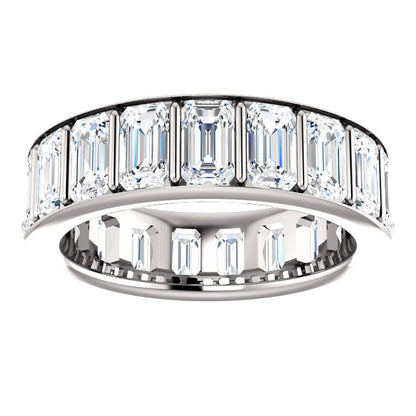 5.70ct Emerald Channel Set Moissanite Eternity Band - I Heart Moissanites