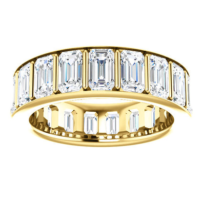 5.70ct Emerald Channel Set Moissanite Eternity Band - I Heart Moissanites