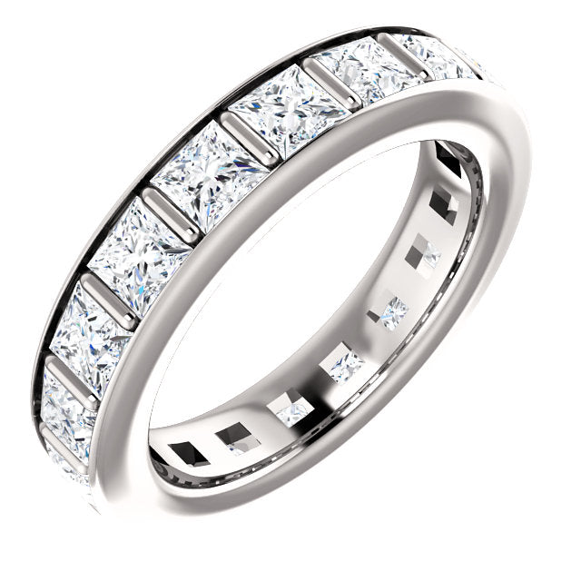 5.40ct Princess Channel Set Moissanite Eternity Band - I Heart Moissanites