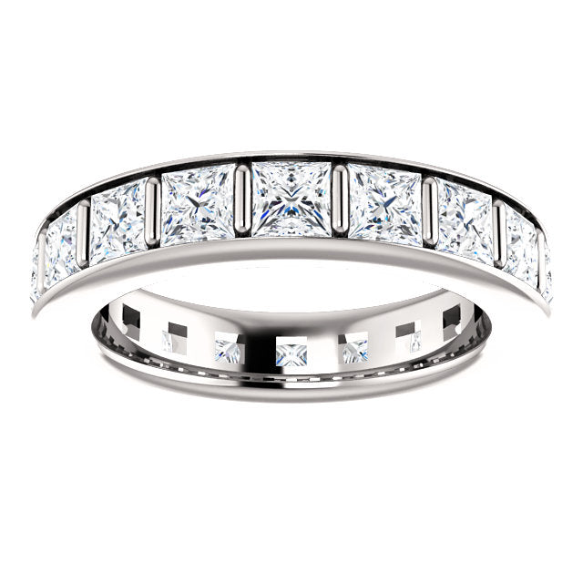 5.40ct Princess Channel Set Moissanite Eternity Band - I Heart Moissanites
