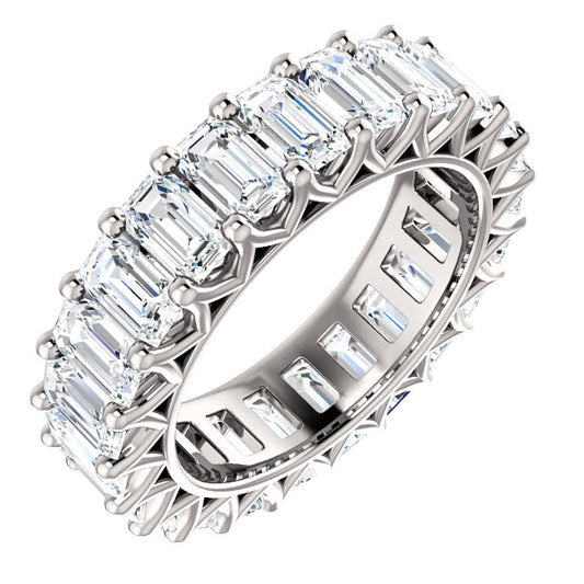 6.90ct Emerald Moissanite Eternity Band - I Heart Moissanites