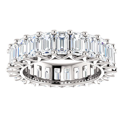 6.90ct Emerald Moissanite Eternity Band - I Heart Moissanites