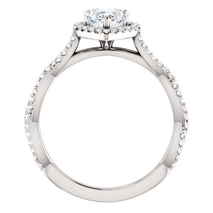 Heart Twist Halo Style Engagement Ring - I Heart Moissanites
