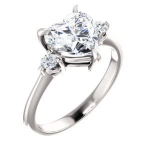 Heart Accent Engagement Ring - I Heart Moissanites