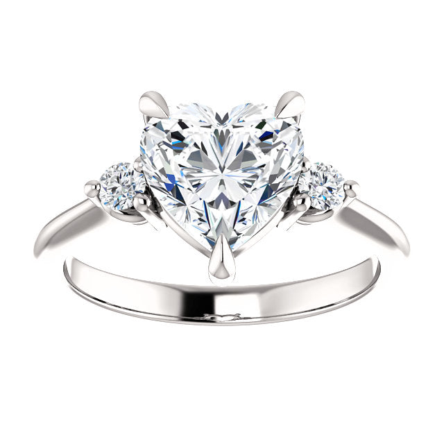 Heart Accent Engagement Ring - I Heart Moissanites