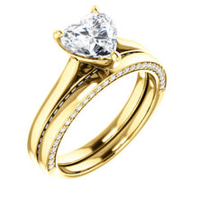 Heart Solitaire & Hidden Diamond Band Engagement Ring - I Heart Moissanites