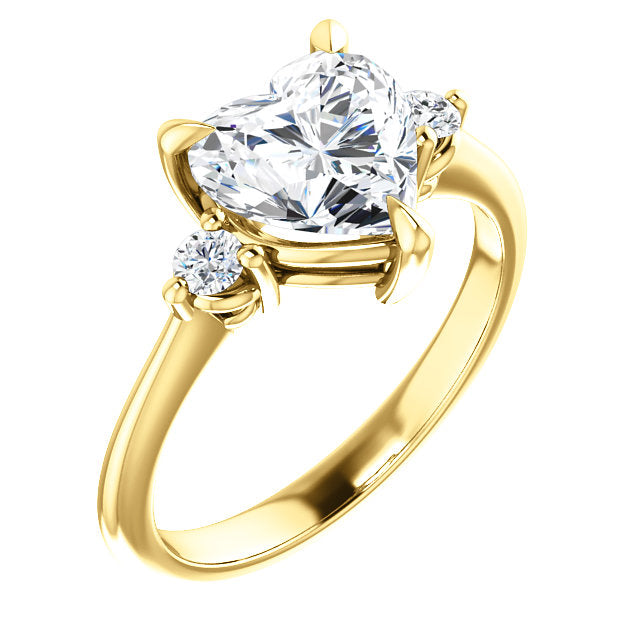 Heart Accent Engagement Ring - I Heart Moissanites