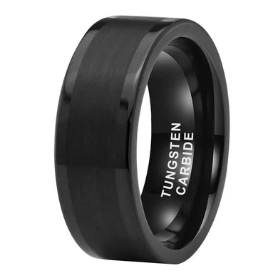 Tungsten Black Brushed & Polished Mens Ring