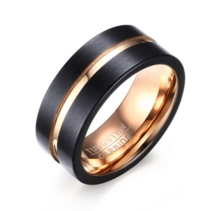 Tungsten Steel Brushed Black and Rose Gold Ring - I Heart Moissanites