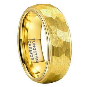 Tungsten Yellow Hammer Patterned Brushed Men's Ring
