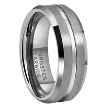 Tungsten Silver Brushed & Polished Mens Ring
