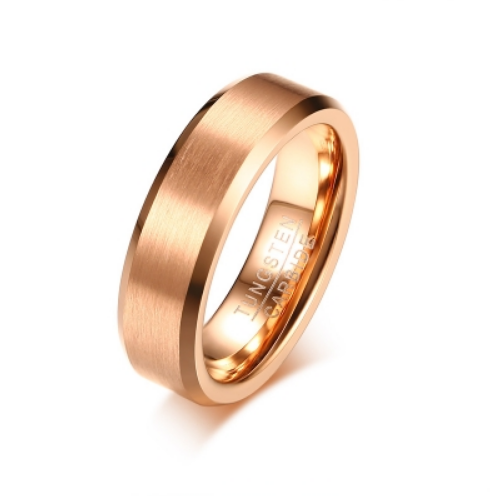 Tungsten Steel Brushed Rose Gold Ring - I Heart Moissanites