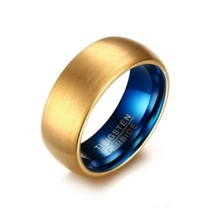 Tungsten Steel Brushed Ring With Gold Plate - I Heart Moissanites