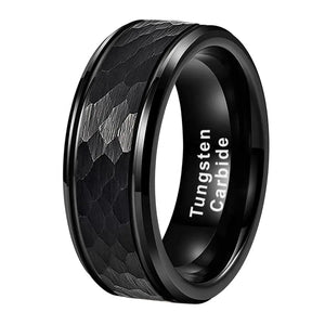 Hammered black 2025 wedding band