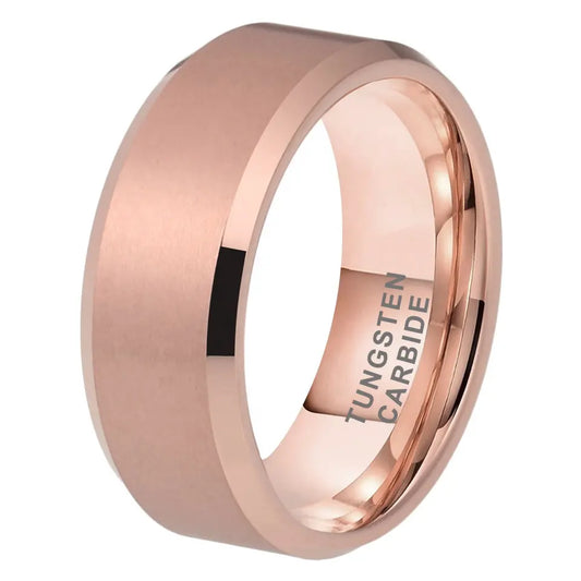 Tungsten Rose Brushed & Polished Mens Ring