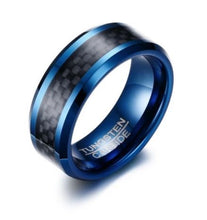 Tungsten Blue With Black Inlay 8mm Men's Ring
